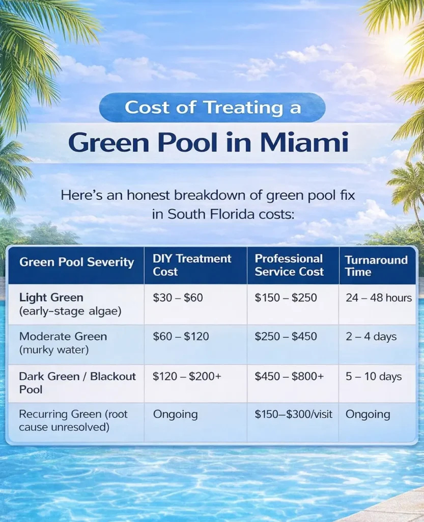 Cost breakdown for green pool treatment